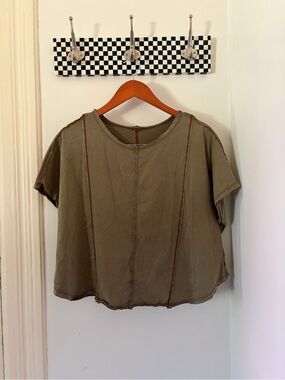 Relaxed Olive Short-Sleeve Top